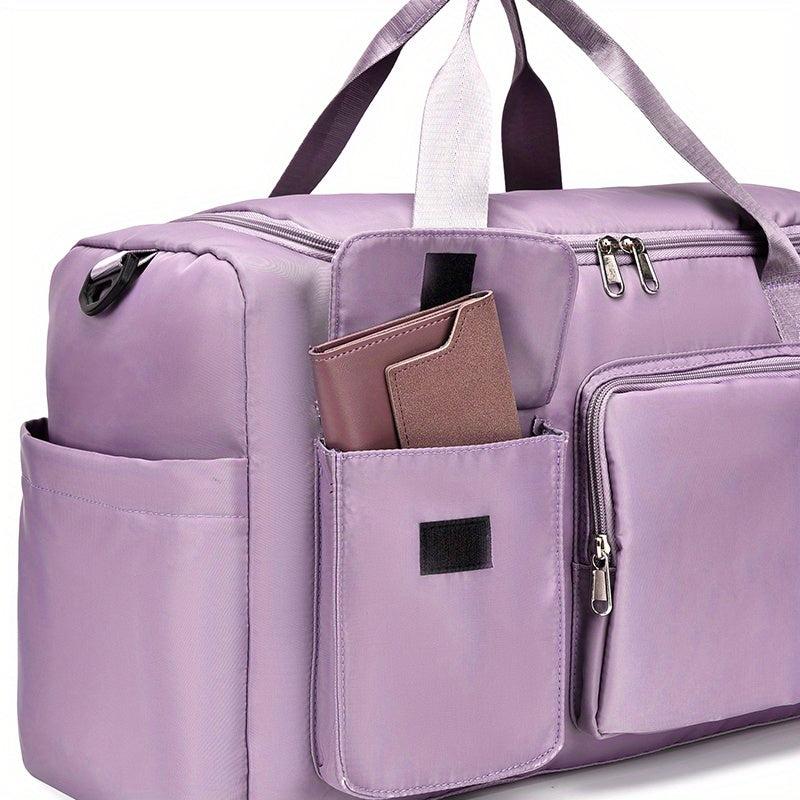 Nylon Large Capacity Travel Tote Bag With Crossbody Strap, Travel Bag, Gym Bag, Duffle Bag