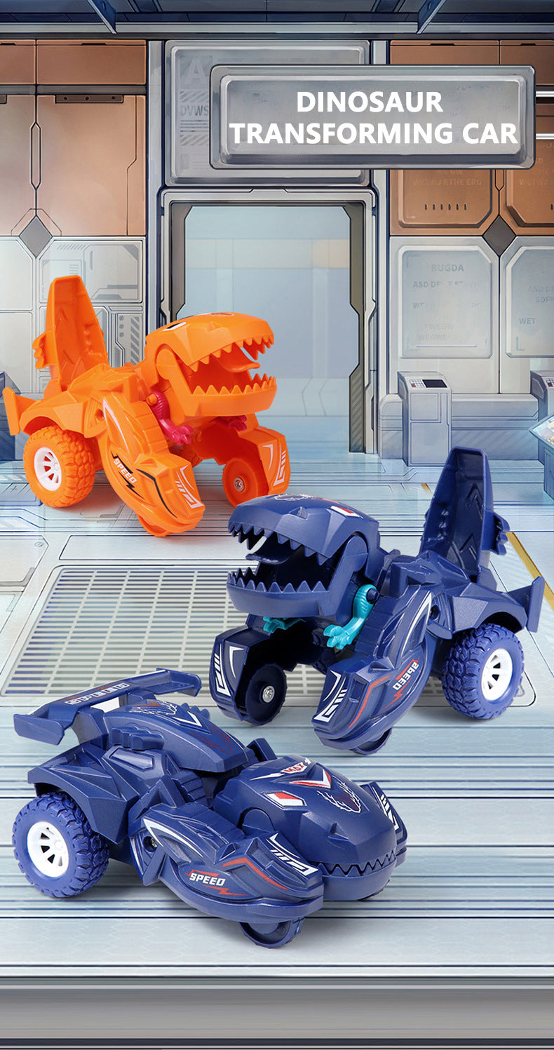 Auto-Transforming Dinosaur Car – Inertia-Powered, Weather-Resistant, Push-and-Go, Exciting Gift for Boys