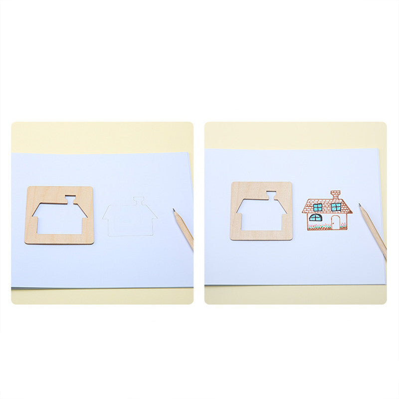 20pcs Wooden Drawing Stencils Kit, Drawing Board Toys Coloring Puzzle Arts Crafts Set, Educational Toys halloween christmas gift
