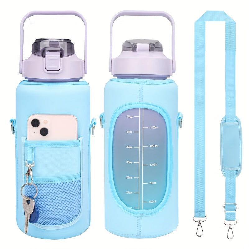 2L/64oz Waterproof Water Bottle Cover - Durable Sport Bottle Insulator with Shoulder Strap - Perfect Portable Vacuum Cup Pouch for Outdoor Adventures and Camping