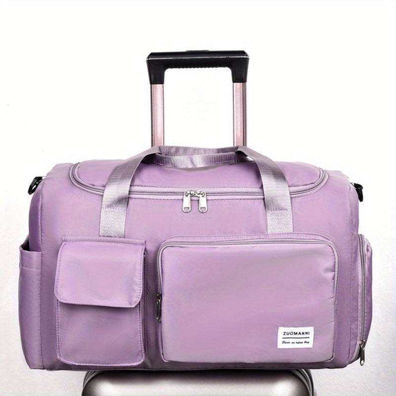 Nylon Large Capacity Travel Tote Bag With Crossbody Strap, Travel Bag, Gym Bag, Duffle Bag
