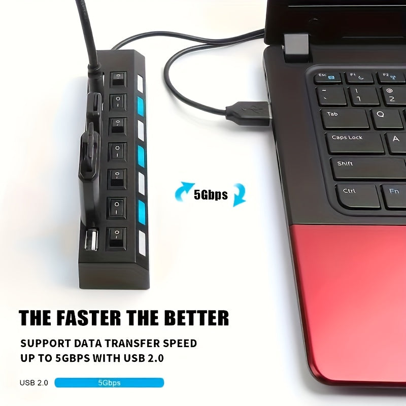 1pc 4-port/7-port USB Connector Computer Mouse Keyboard Memory Card Independent Switch Universal Hub