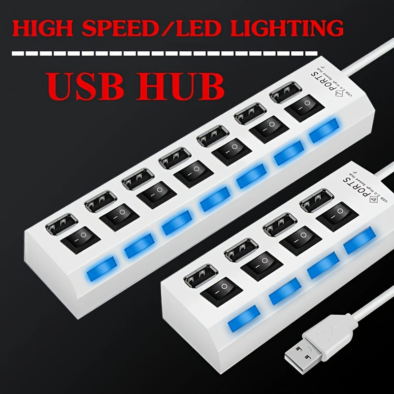 1pc 4-port/7-port USB Connector Computer Mouse Keyboard Memory Card Independent Switch Universal Hub