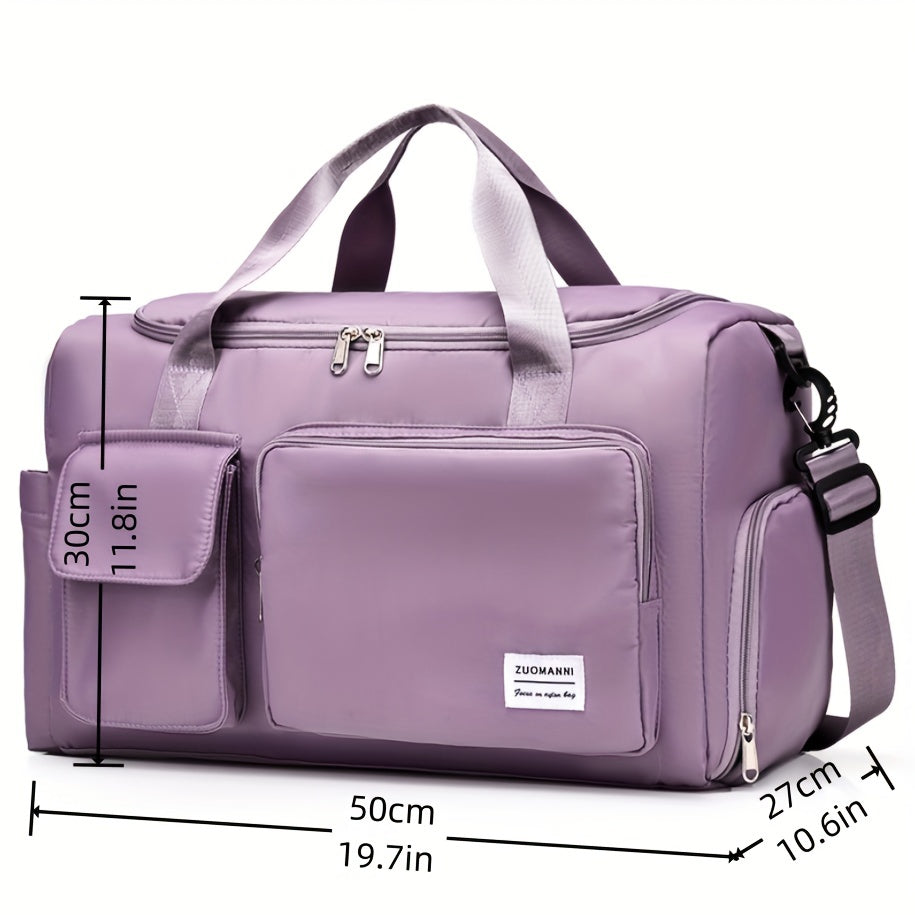 Nylon Large Capacity Travel Tote Bag With Crossbody Strap, Travel Bag, Gym Bag, Duffle Bag