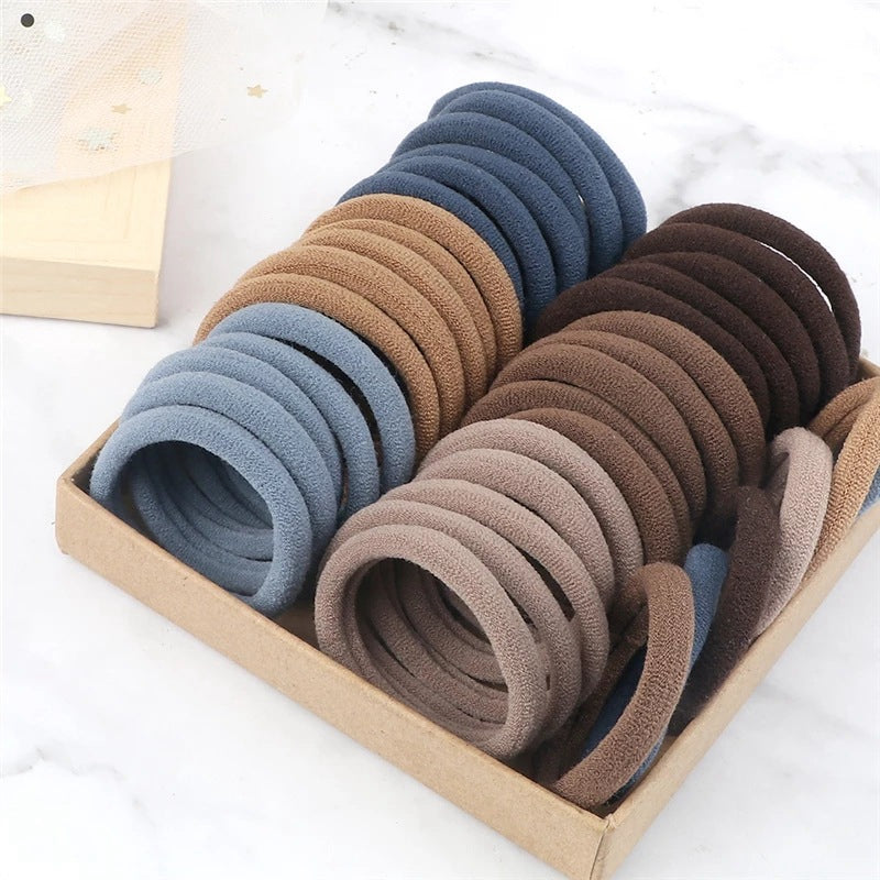50pcs/Set Women Basic Hair Bands 4cm Simple Solid Colors Elastic Headband Hair Ropes Ties Hair Accessories Ponytail Holder