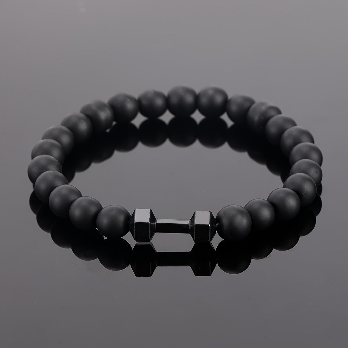 Frosted Bead Dumbbell Bracelet - Premium Fitness-Inspired Accessory for Men with Sleek Modern Design - Perfect Gift for Fitness Enthusiasts