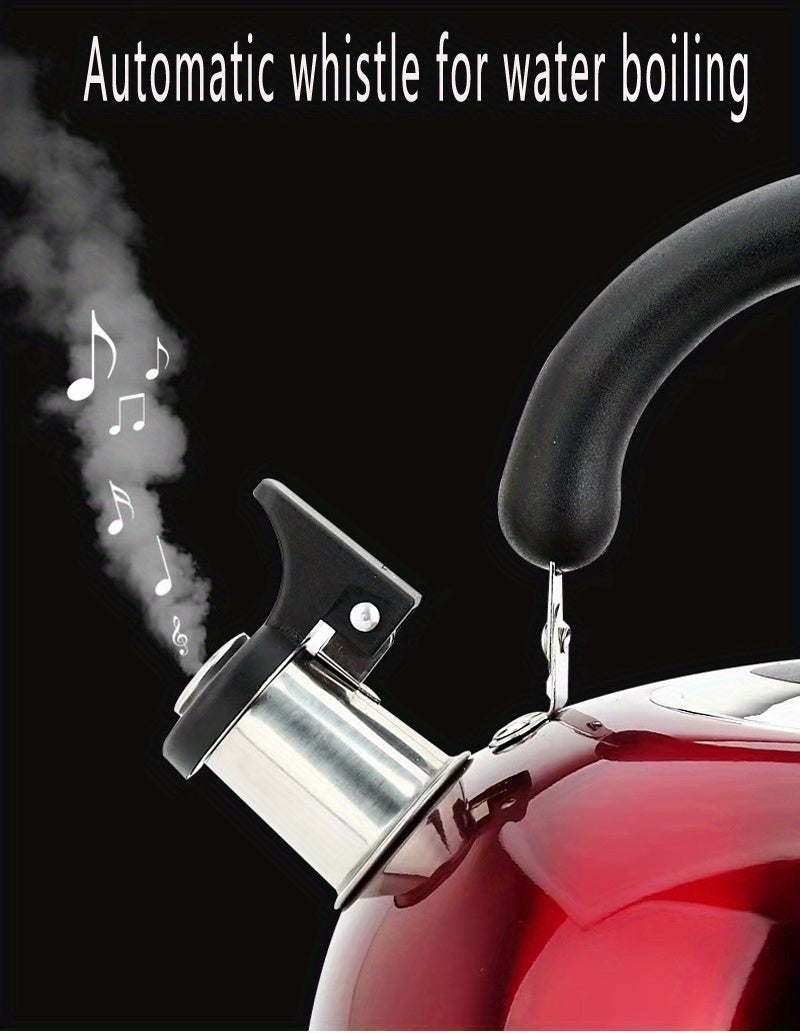 1pc, 2500ml/84.55oz Stainless Steel Tea Kettle with Whistle for Charcoal, Gas, Electric, and Ceramic Stoves - Reusable and Easy to Clean
