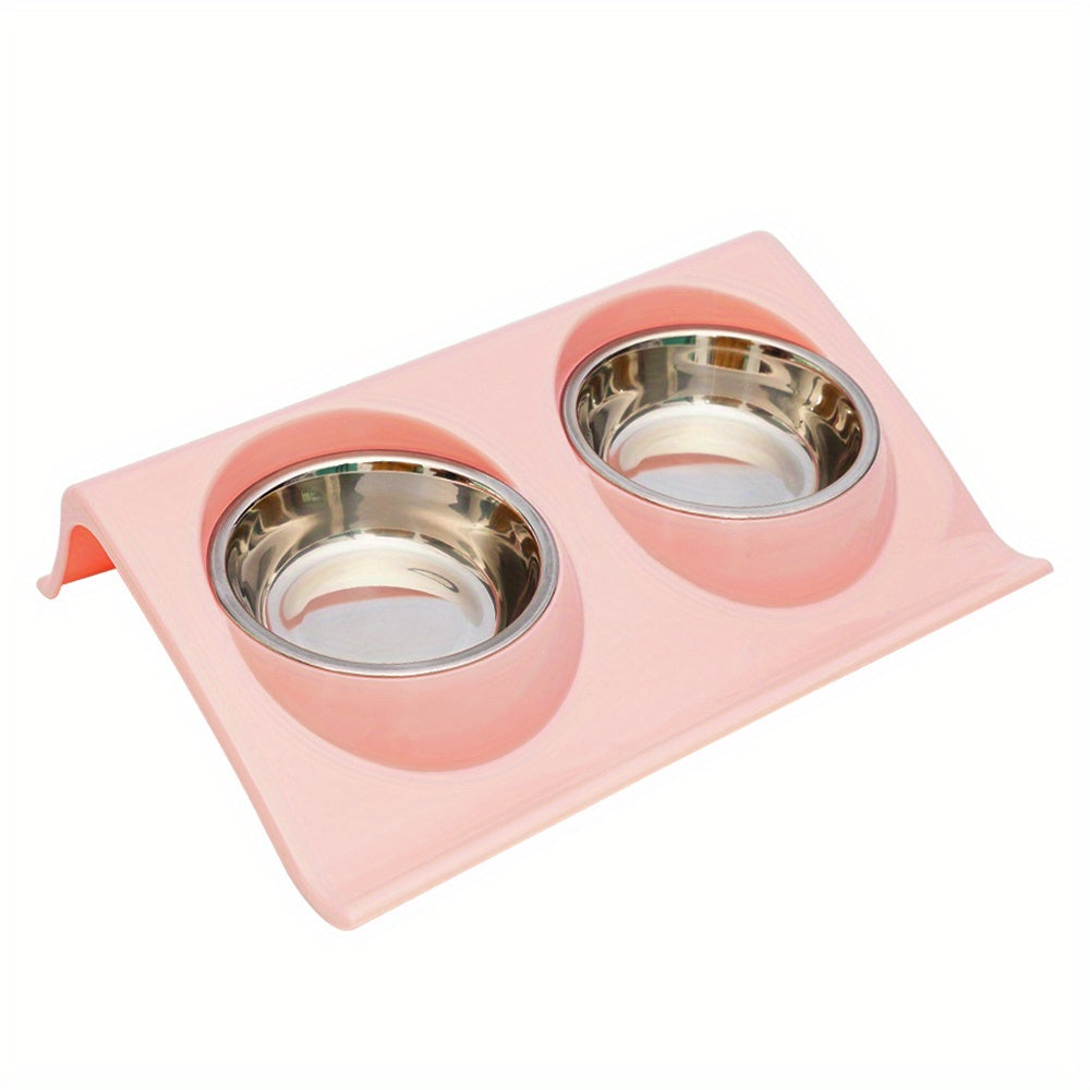 Stainless Steel Double Pet Bowl for Dogs and Cats - Non-Slip Base, Easy to Clean, Perfect for Food and Water