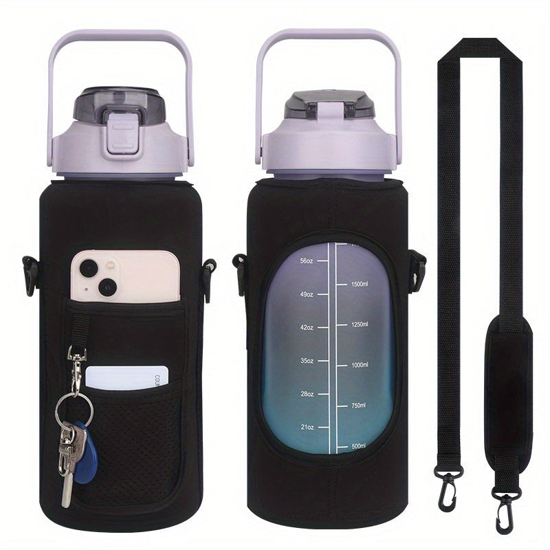 2L/64oz Waterproof Water Bottle Cover - Durable Sport Bottle Insulator with Shoulder Strap - Perfect Portable Vacuum Cup Pouch for Outdoor Adventures and Camping