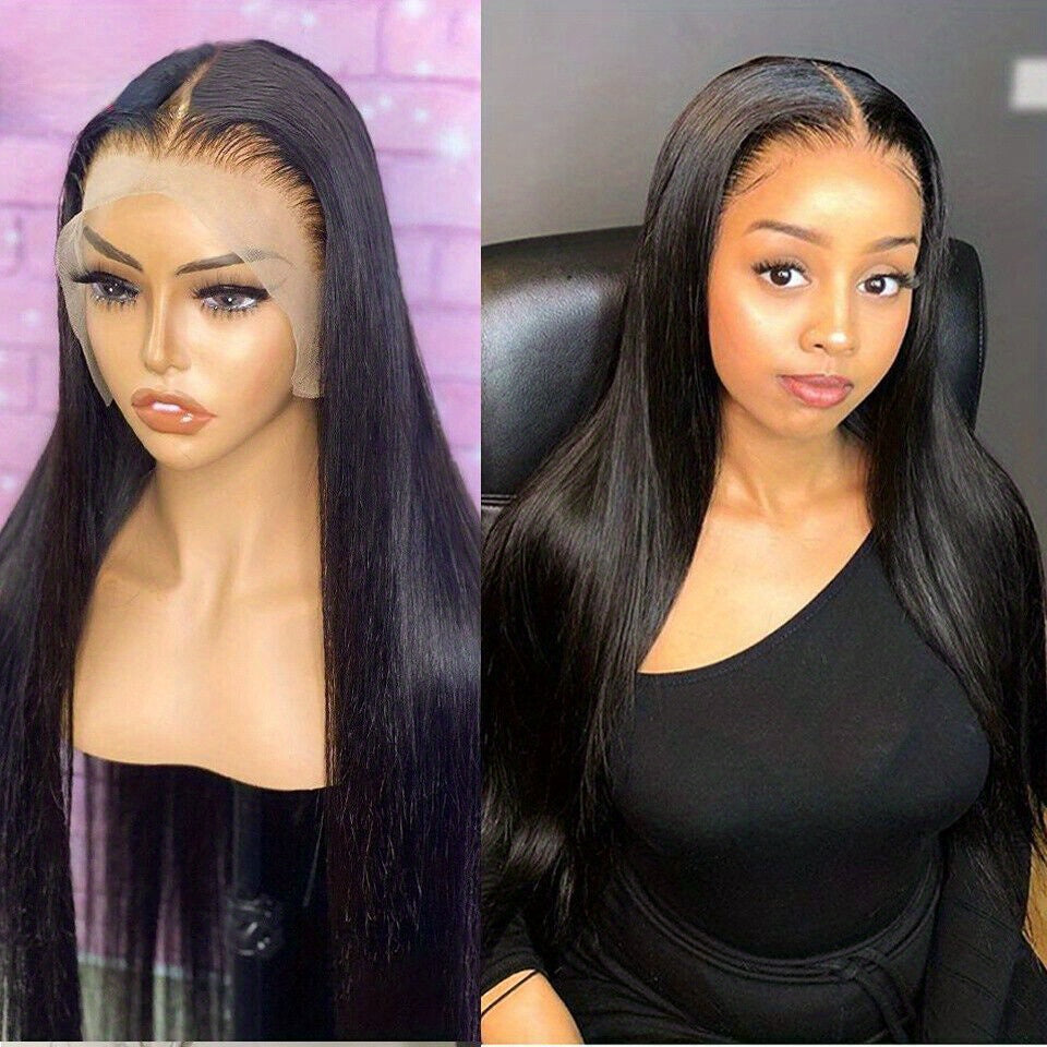 200% Density Long Straight Lace Front Wigs 13*4 Lace Frontal Wigs Transparent Lace Front Pre Plucked Brazilian Human Hair Wigs For Women