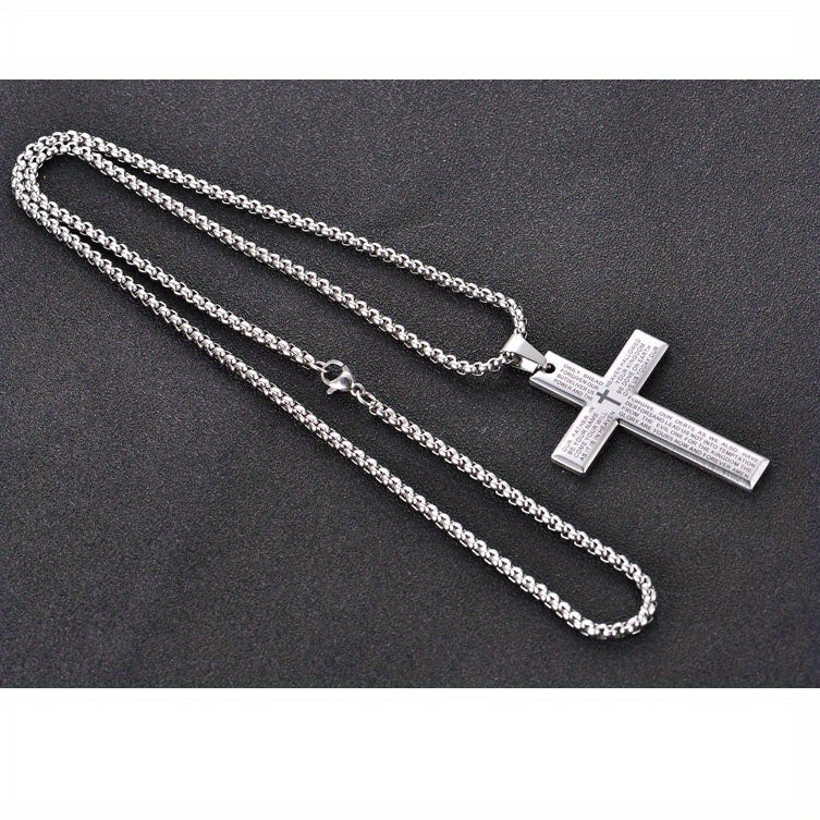 1pc Trendy Cross Pendant Necklace - Men's Fashion Necklaces for Father's Day Gift, Stylish Accessories for Him, Ideal Present for Dad, Husband, Boyfriend