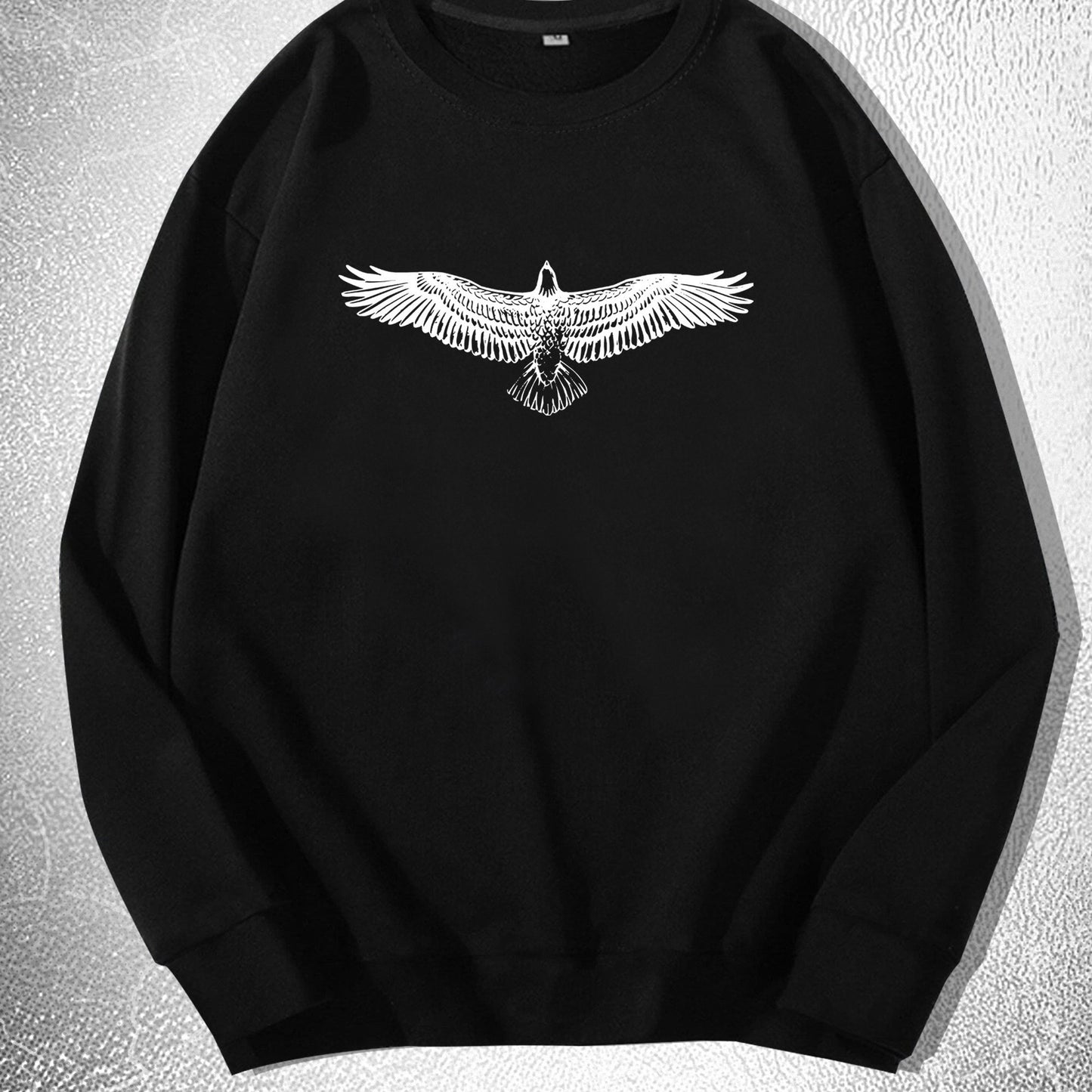 Big Eagle Print Men's Crew Neck Long Sleeve Sweatshirt, Casual Wear, Men's Clothing