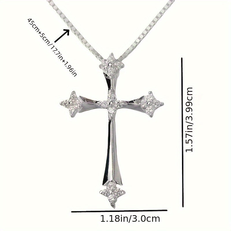 Charm Inlaid White zirconia Cross Pendant Necklace For Women's Party Birthday Fashion Jewelry
