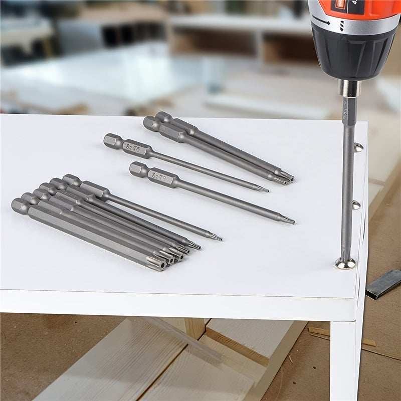 11-Piece Premium Torx Security Screwdriver Drill Set - Durable 1/4 Hex Shank T6-T40 S2 Steel Bits for Maximum Torque and Long-Lasting Performance - Ideal for Heavy-Duty Applications