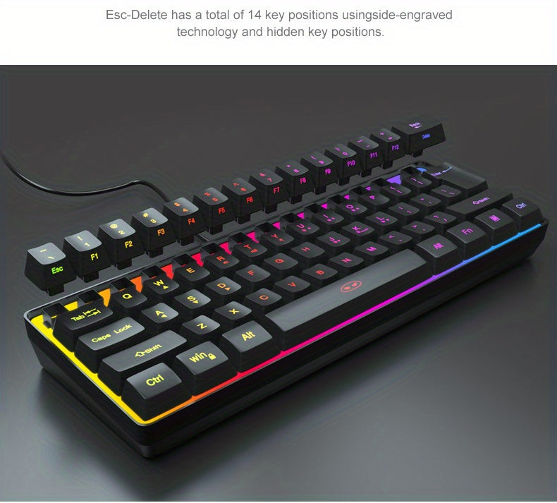 MageGee Mini 60% Gaming/Office Keyboard, Keycap Type Wired RGB Backlit Compact Computer Keyboard for Windows/Mac/Laptop