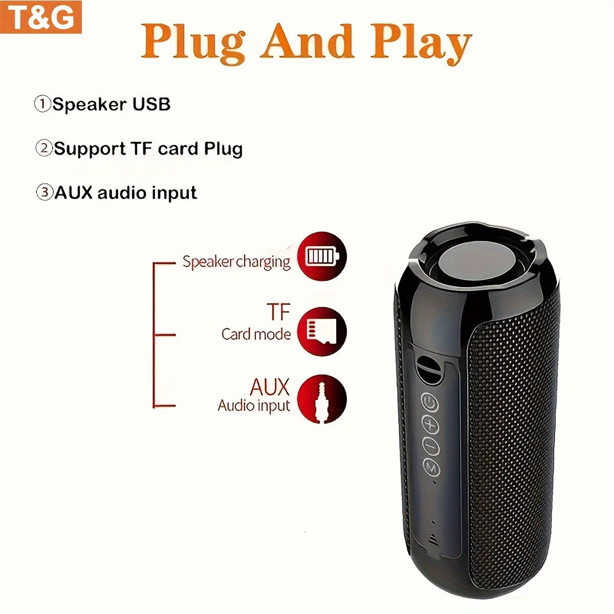 TG-117 BT Speakers, MusiBaby Speaker, Outdoor, Portable, TF\Flach Drive Data Read, Wireless Speaker, Bt 5.3, Loud Stereo, Booming Bass-Charge Speakers for More Louder Volume and Longer Service Lifetimes