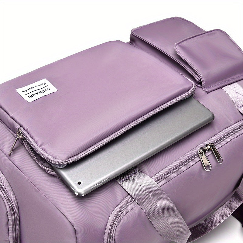 Nylon Large Capacity Travel Tote Bag With Crossbody Strap, Travel Bag, Gym Bag, Duffle Bag