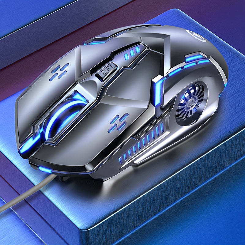 Silver Carved Mechanical Gaming Mouse, Wired, Suitable for Desktop And Laptop Use, Silent for Office And Esports.