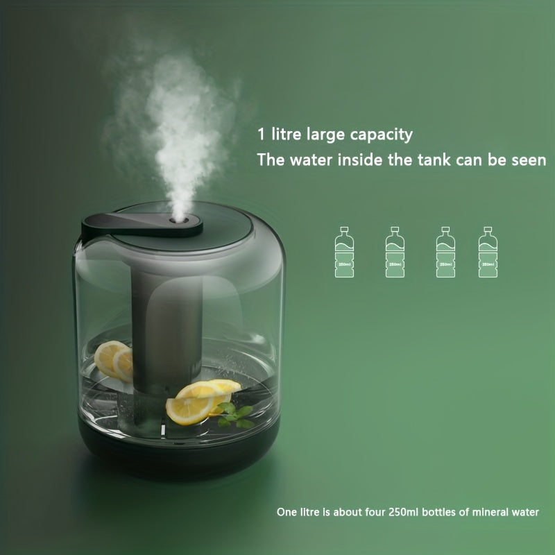 Humidifiers For Bedroom, 1L Cool Mist Humidifiers, Transparent Tank, LED Night Light, 2 Mist Mode, 2000mAh Battery Operated Humidifier, Quiet Air Humidifier, Portable Travel Humidifier For Car Desk Home Office