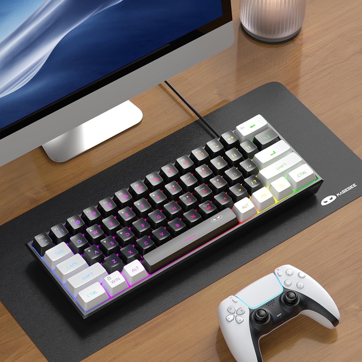 MageGee Mini 60% Gaming/Office Keyboard, Keycap Type Wired RGB Backlit Compact Computer Keyboard for Windows/Mac/Laptop