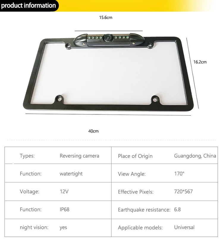 Car License Plate Cover European Car License Plate Cover Metal License Plate Cover Mini Waterproof HD Camera