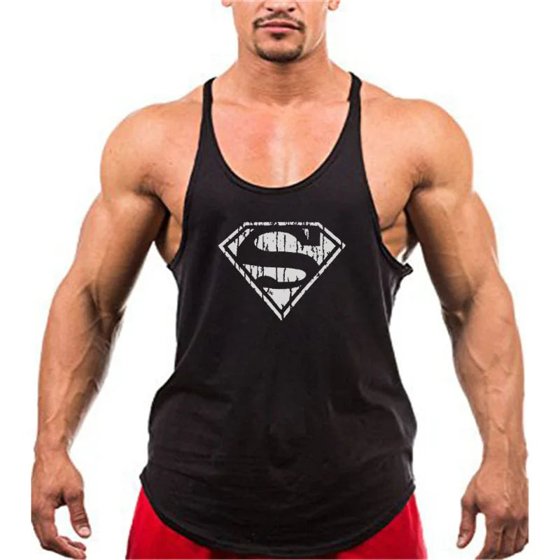 Gym Muscle Fitness Training Running Vest Clothing Tank Top Mens Bodybuilding Sleeveless Singlets Fashion Workout Undershirt