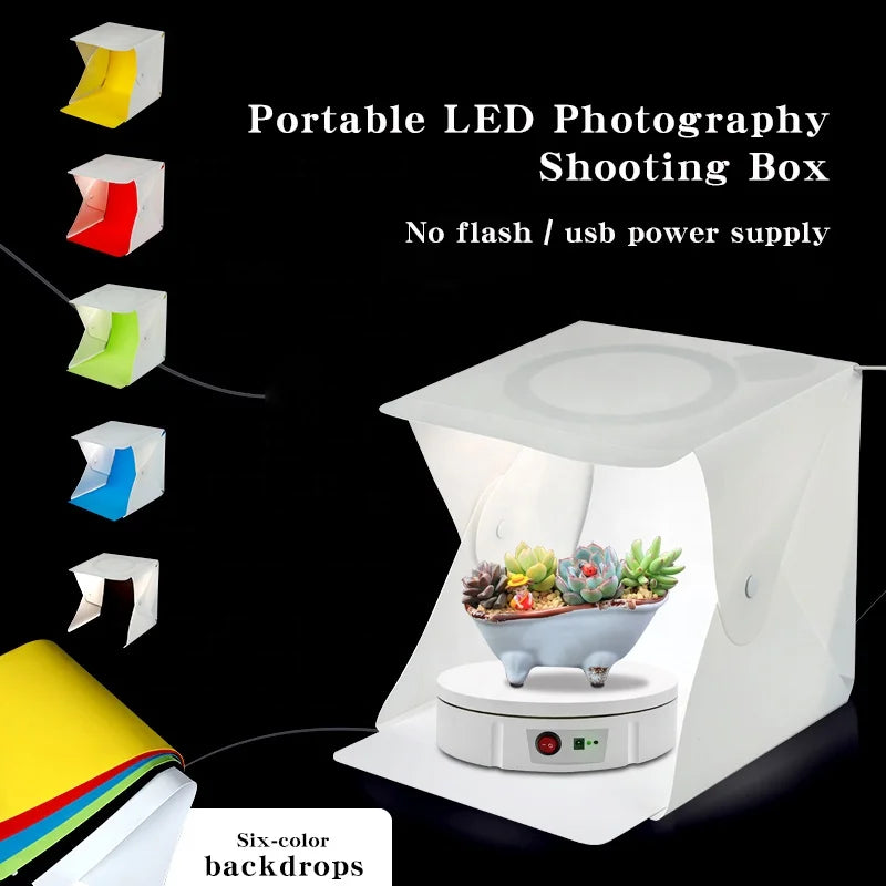 30cm Photo Light Box Quick Install Foldable Portable Studio Kit with Professional Photography Equipment Include 6 Background.