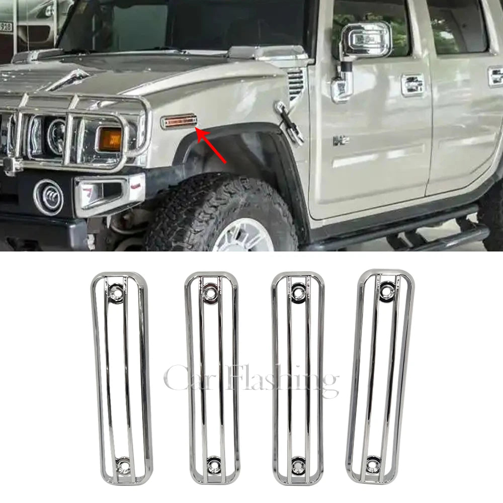 Side Marker Light Trim Guard Trim Protector for HUMMER H2 SUV SUT 2003-2009 4 PCS Chrome Cover Frame Cab Marker Lights