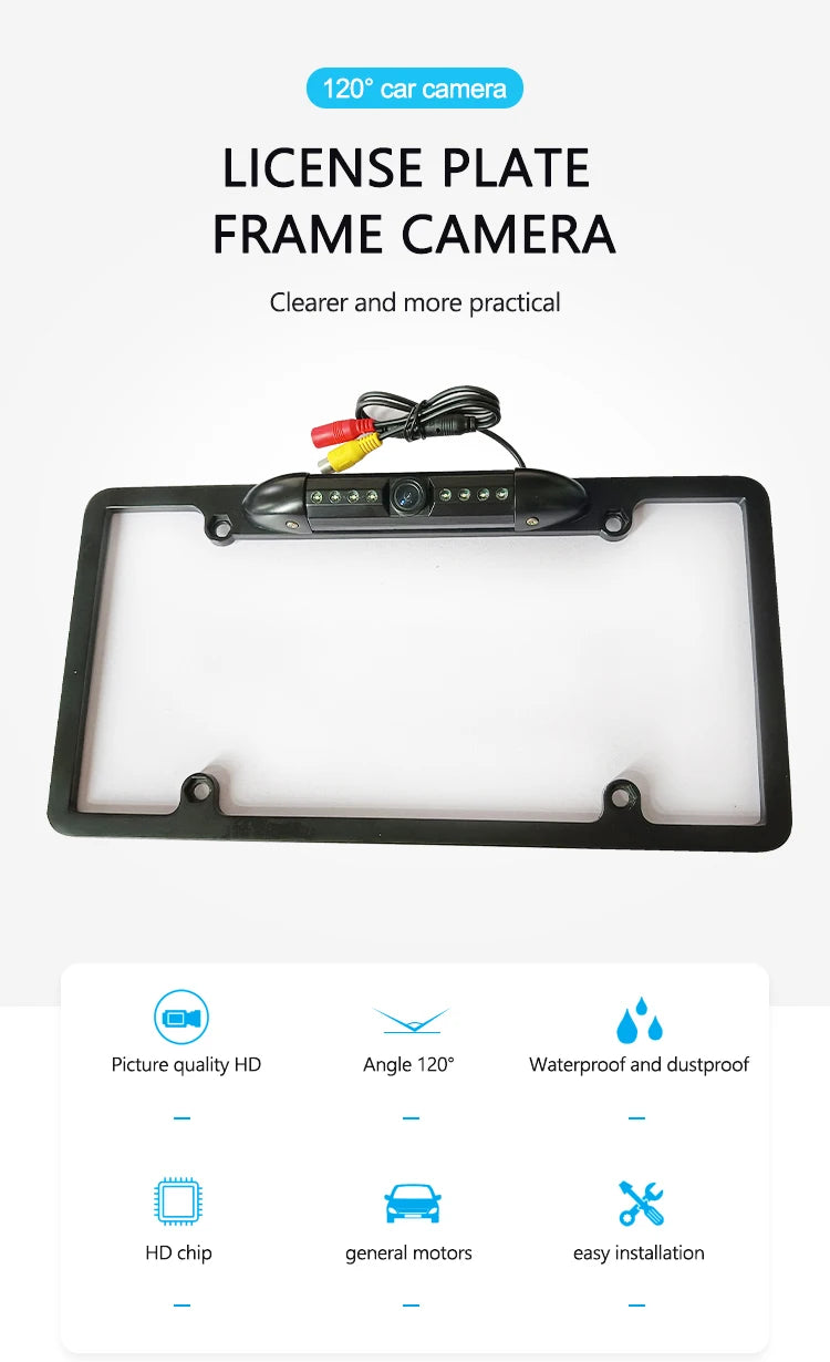 Car License Plate Cover European Car License Plate Cover Metal License Plate Cover Mini Waterproof HD Camera