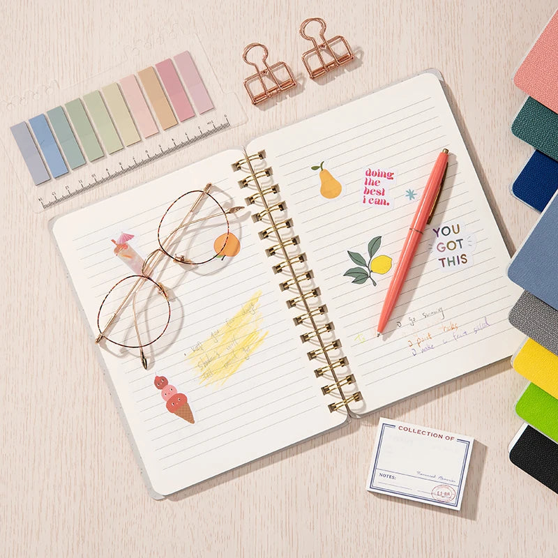 Custom 8 Colors Linen Softcover PU Notebook Journal Note Book Diary Spiral Binding Twin Rings