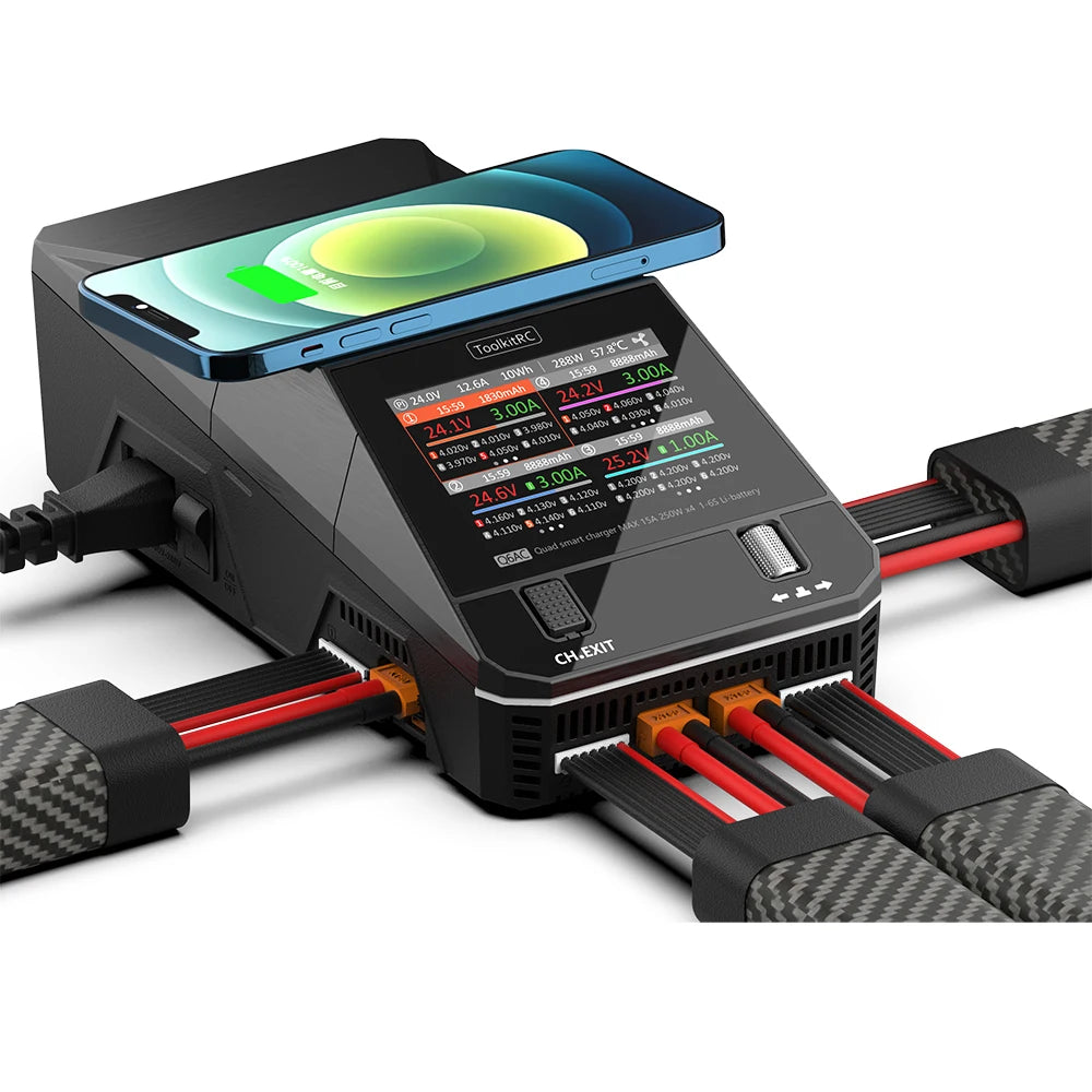 NEW ToolkitRC Q6AC Charger AC 400W/DC 1000W 4CH output Built-in 65W USB A/TYPEC Output ,LiPo, 1-6S,NiMH 1-16S,PB 1-10S Charger