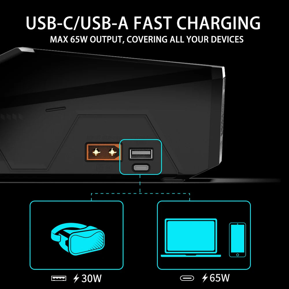 ToolkitRC Q6AC Charger AC 400W/DC 1000W 4CH output Built-in 65W USB A/TYPEC Output ,LiPo, 1-6S,NiMH 1-16S,PB 1-10S Charger IPS