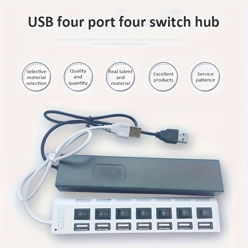 1pc 4-port/7-port USB Connector Computer Mouse Keyboard Memory Card Independent Switch Universal Hub