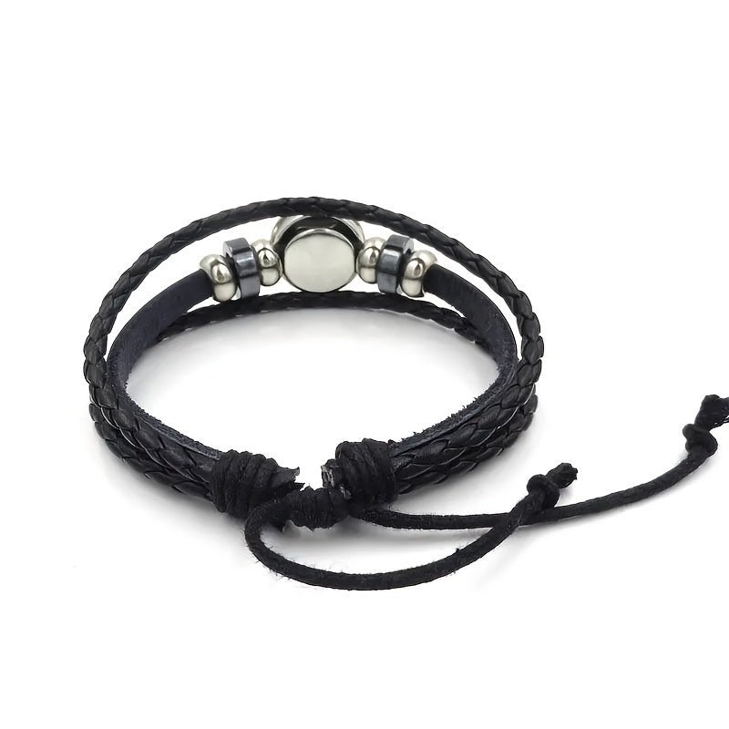 1pc 12 Constellation Luminous Bracelet Men's And Women's Fashion Multi-layer Woven Bracelet