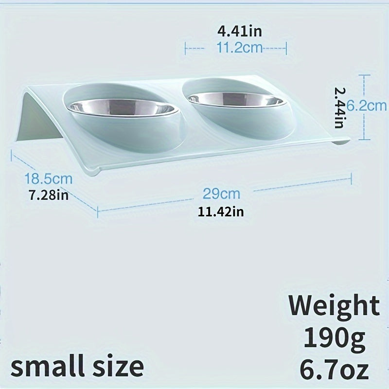 Stainless Steel Double Pet Bowl for Dogs and Cats - Non-Slip Base, Easy to Clean, Perfect for Food and Water