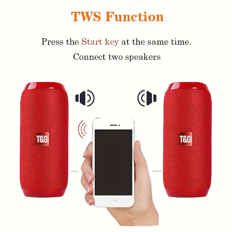 TG117 Portable Wireless Stereo Speaker System - Twin Speaker TWS Technology, Built-in Mic for Hands-Free Calls, FM Radio, TF Card & USB Playback - Perfect for Travel, Outdoor Adventures, and Indoor Entertainment