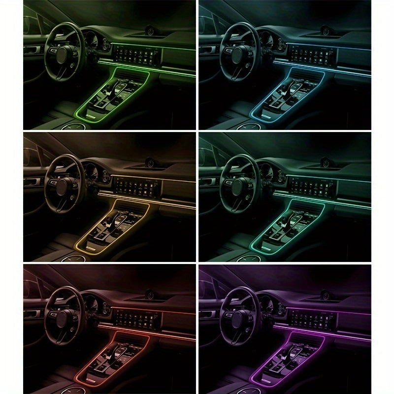 2m 4m LED Strip Car Interior Decorations Atmosphere Light RGB Neon DIY Dashboard Ambient Optical Fiber Strips Lamp with USB Drive