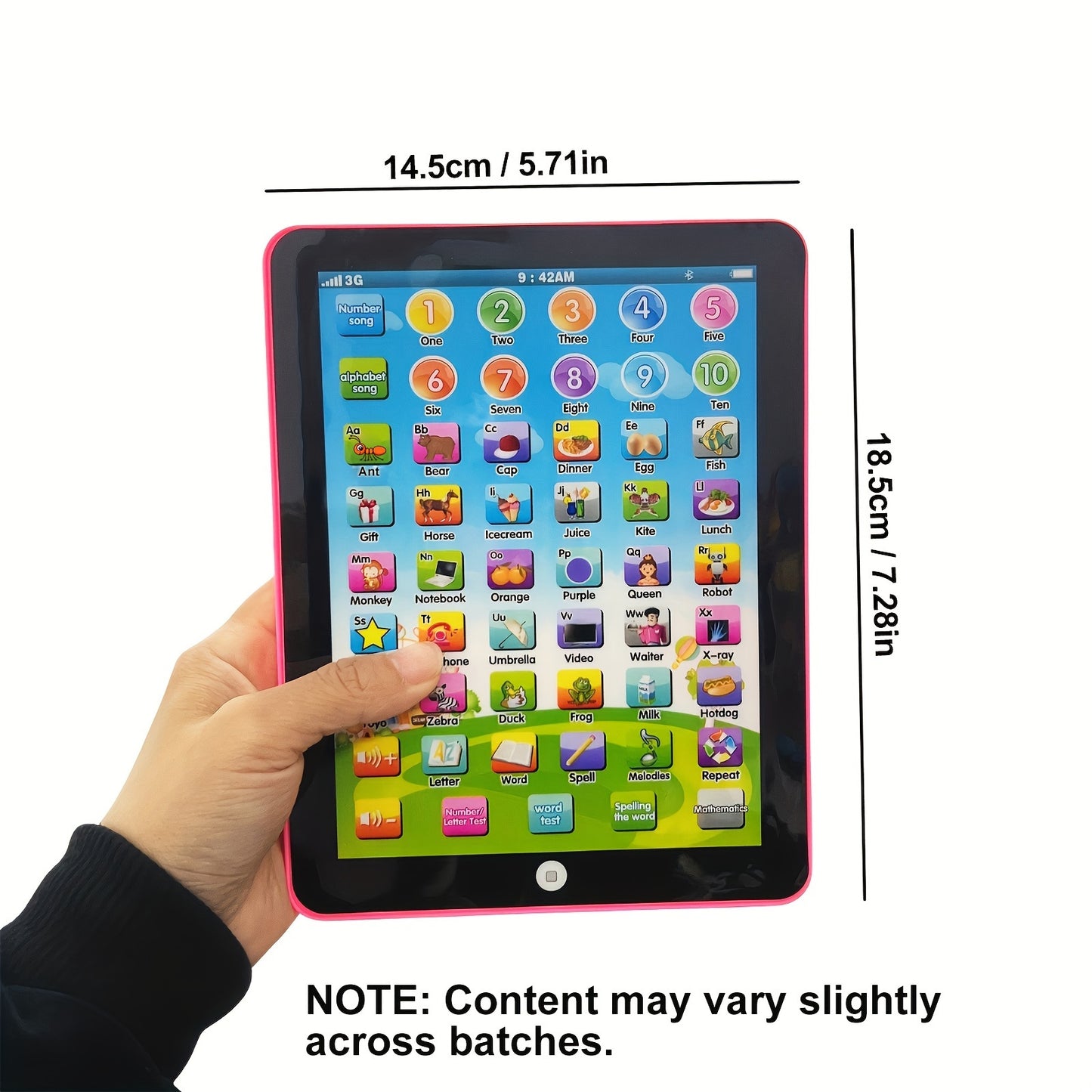 Youngsters' Educational Tablet Toy - Fun Learning Pad Toy for Boys & Girls, Battery-Powered, Multicolor