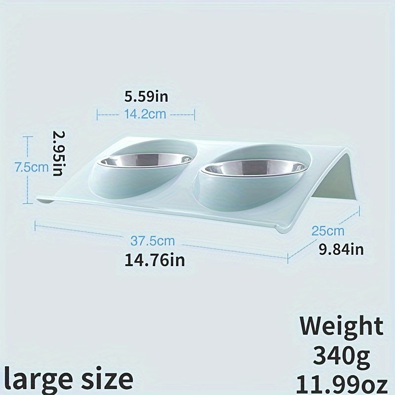 Stainless Steel Double Pet Bowl for Dogs and Cats - Non-Slip Base, Easy to Clean, Perfect for Food and Water