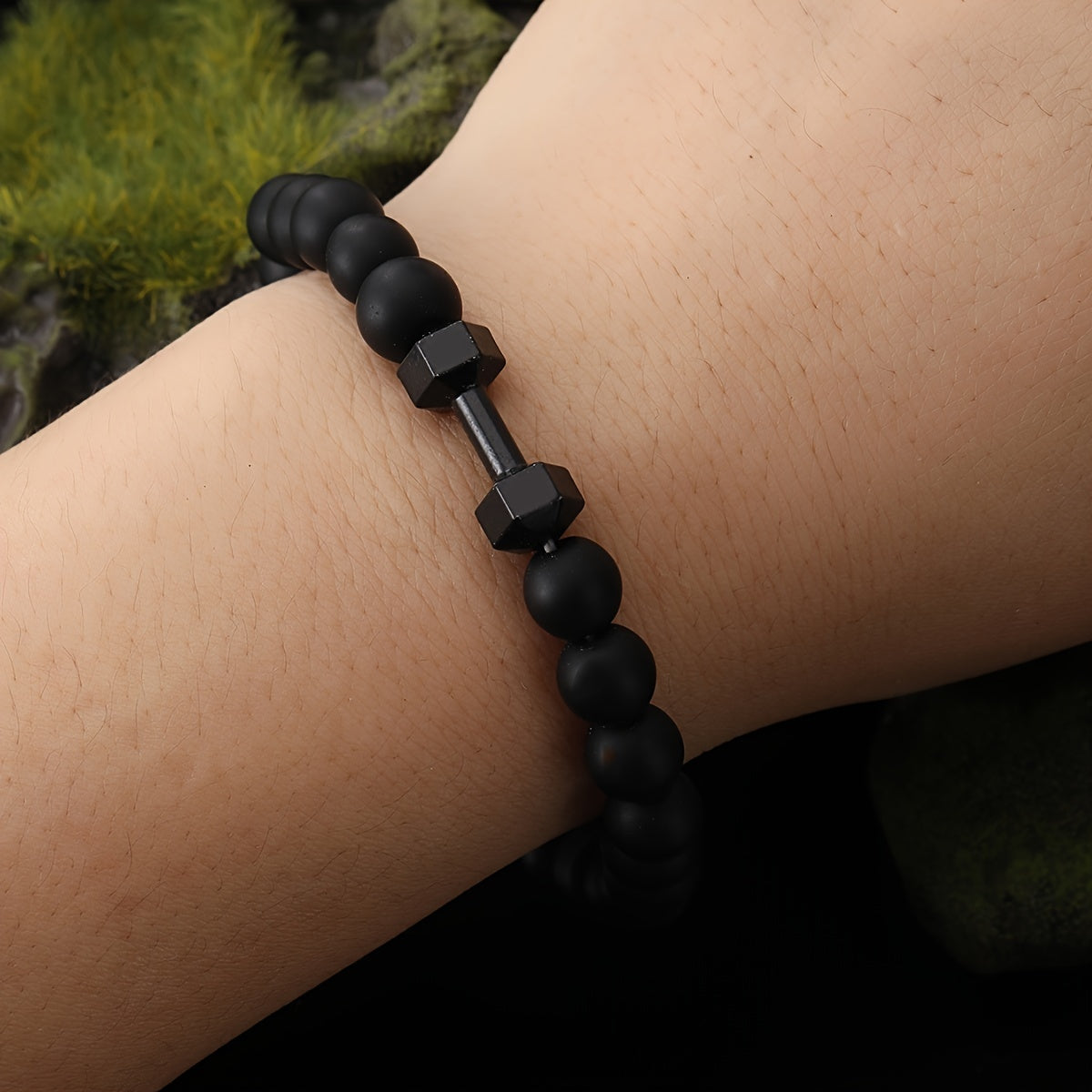 Frosted Bead Dumbbell Bracelet - Premium Fitness-Inspired Accessory for Men with Sleek Modern Design - Perfect Gift for Fitness Enthusiasts