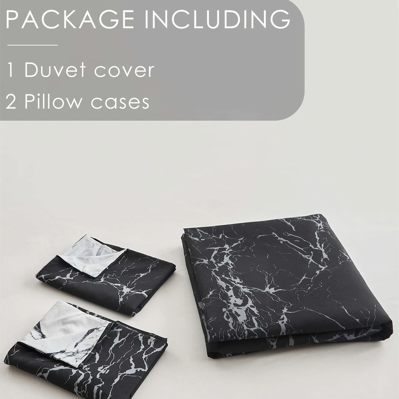 2pcs/3pcs Luxurious Brushed Marble Pattern Duvet Cover Set - Soft, Hypoallergenic, and Breathable Bedding with 1pc Duvet Cover and 1pc/2pcs Pillow Cases - Black Marble Quilt Cover with Elegant Design