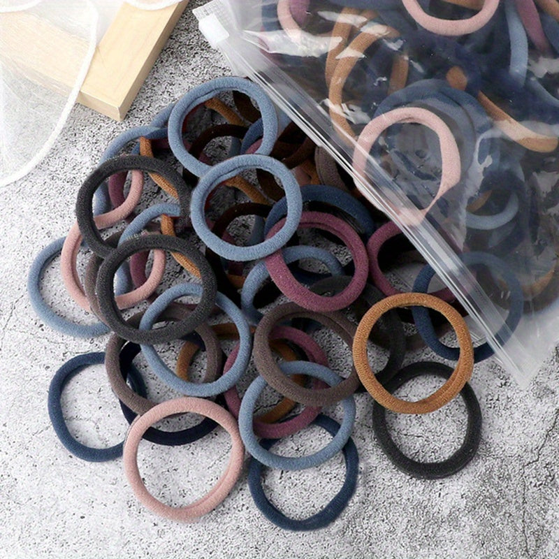 50pcs/Set Women Basic Hair Bands 4cm Simple Solid Colors Elastic Headband Hair Ropes Ties Hair Accessories Ponytail Holder