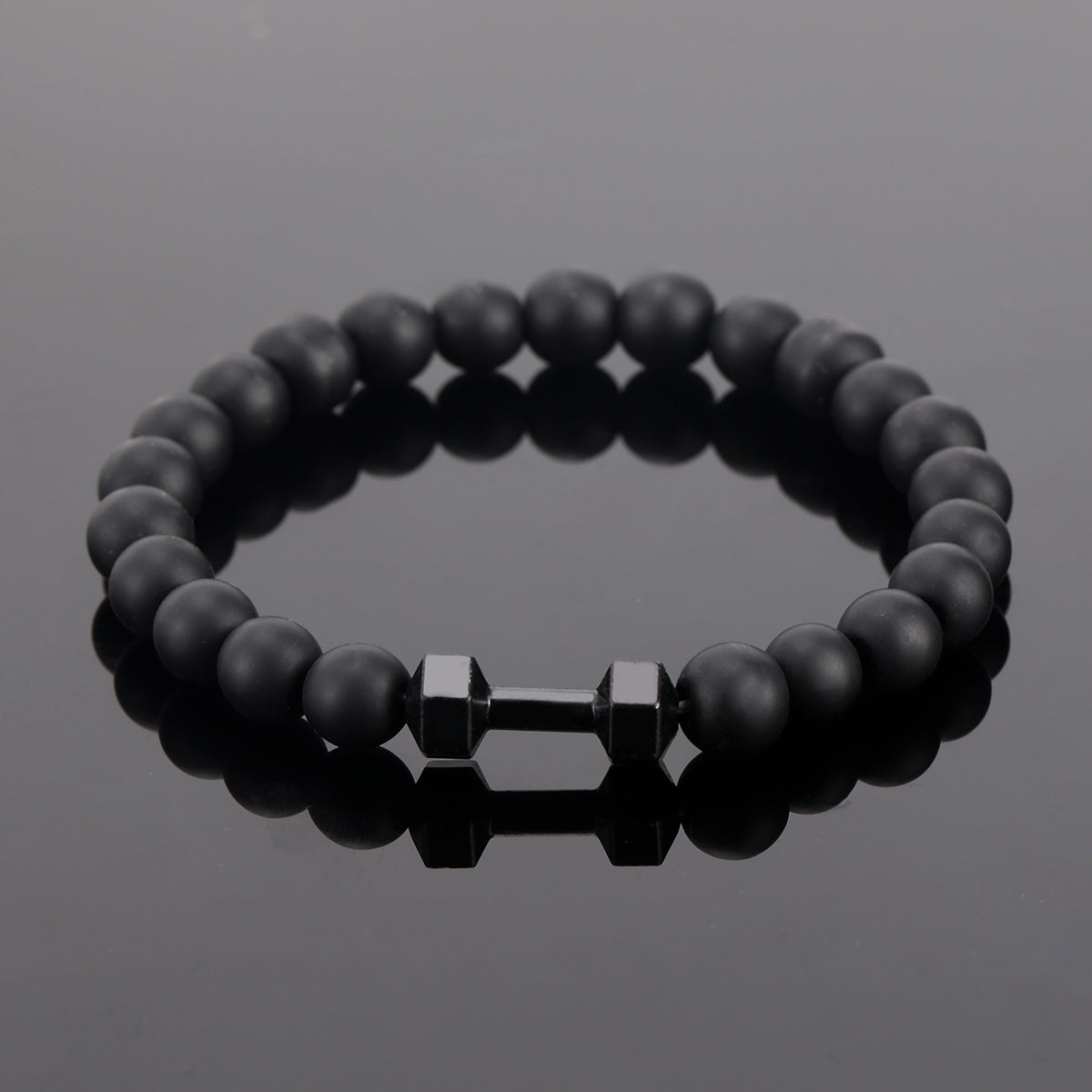 Frosted Bead Dumbbell Bracelet - Premium Fitness-Inspired Accessory for Men with Sleek Modern Design - Perfect Gift for Fitness Enthusiasts