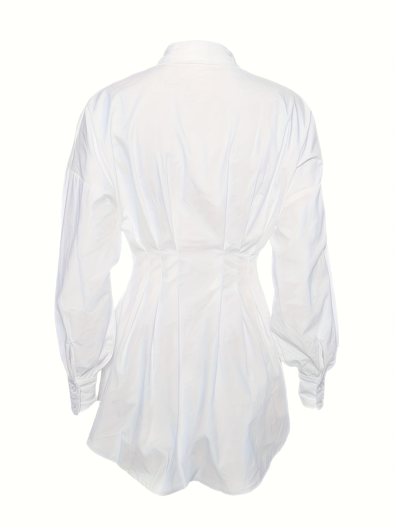 Fashionable Solid Lapel Womens Dress - Flattering Drop Shoulder, Button Down, Adjustable Tie Waist, Ruffle Hem - Timeless Elegant Style for Everyday Wear