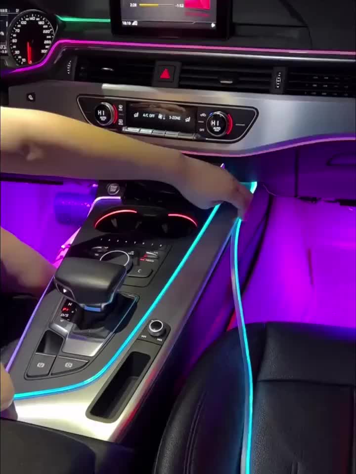 2m 4m LED Strip Car Interior Decorations Atmosphere Light RGB Neon DIY Dashboard Ambient Optical Fiber Strips Lamp with USB Drive