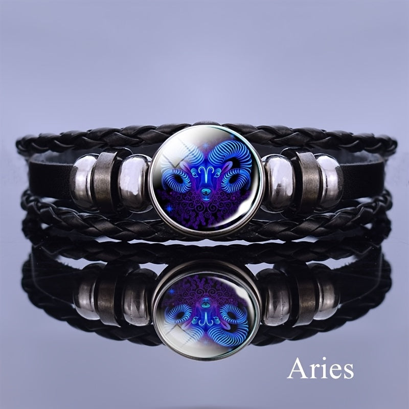 1pc 12 Constellation Luminous Bracelet Men's And Women's Fashion Multi-layer Woven Bracelet