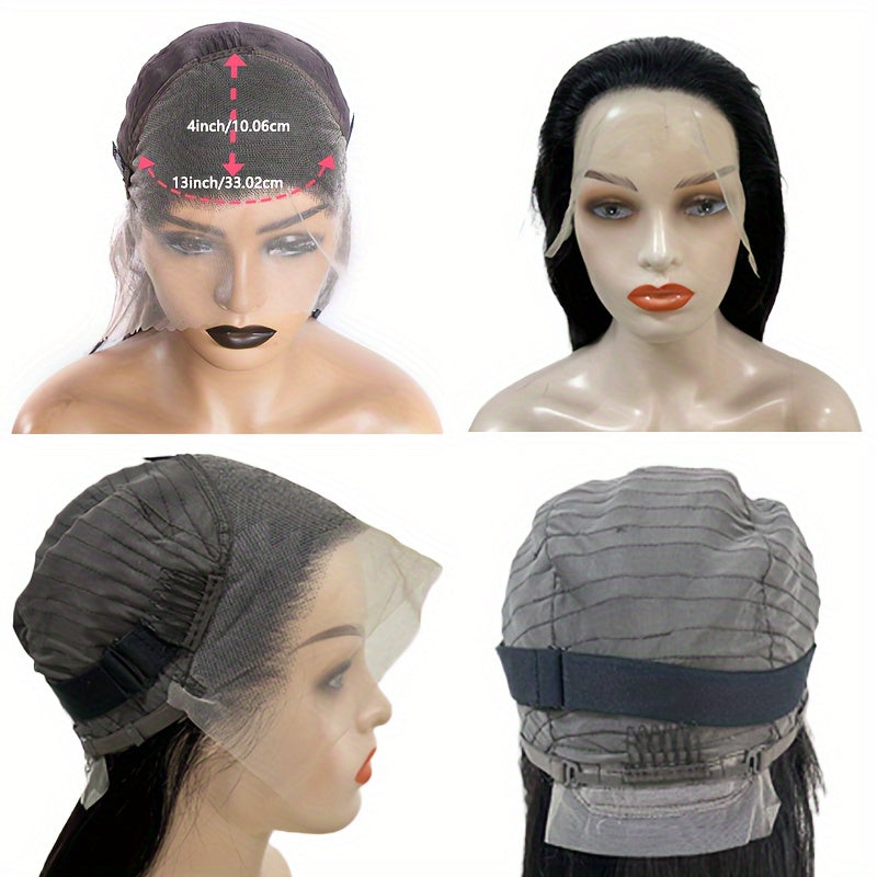 200% Density Long Straight Lace Front Wigs 13*4 Lace Frontal Wigs Transparent Lace Front Pre Plucked Brazilian Human Hair Wigs For Women