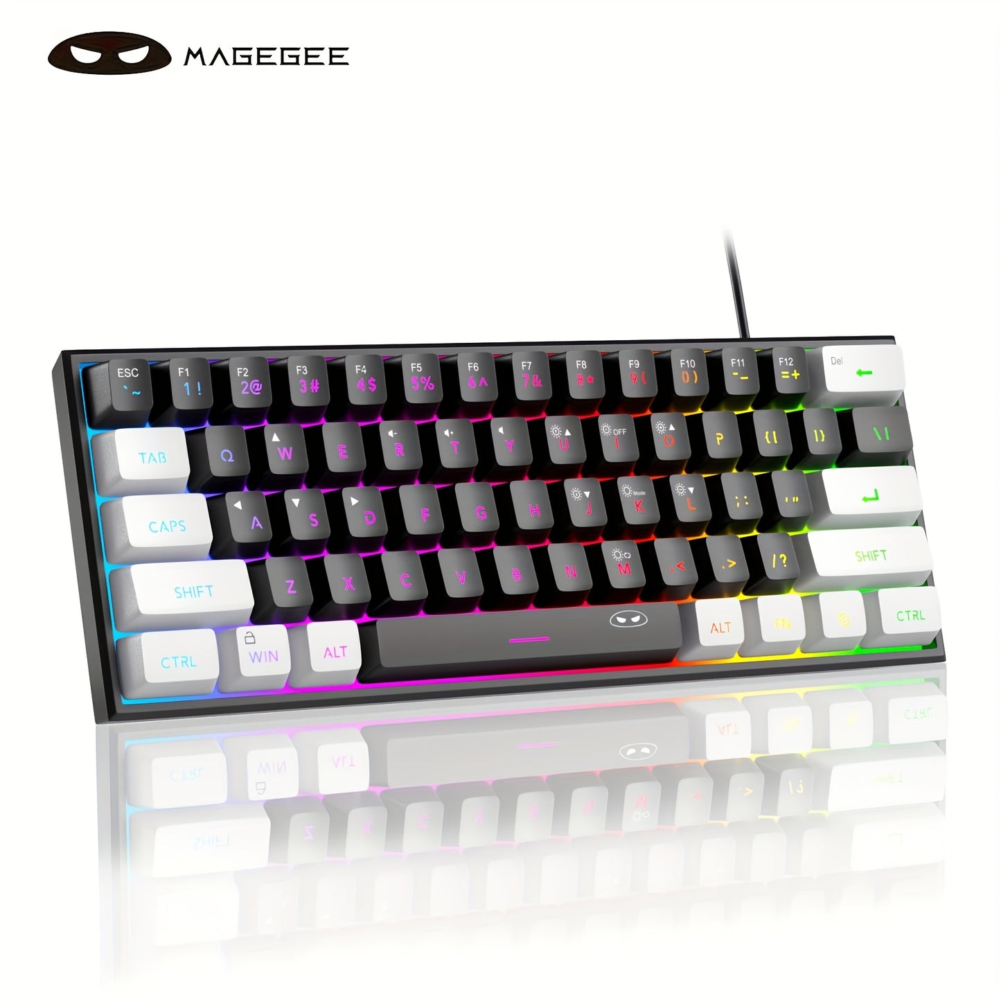 MageGee Mini 60% Gaming/Office Keyboard, Keycap Type Wired RGB Backlit Compact Computer Keyboard for Windows/Mac/Laptop