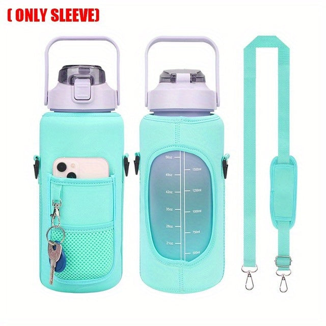 2L/64oz Waterproof Water Bottle Cover - Durable Sport Bottle Insulator with Shoulder Strap - Perfect Portable Vacuum Cup Pouch for Outdoor Adventures and Camping