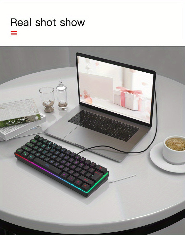 MageGee Mini 60% Gaming/Office Keyboard, Keycap Type Wired RGB Backlit Compact Computer Keyboard for Windows/Mac/Laptop